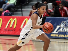 University of Windsor guard Miah-Marie Langlois dribbles the ball against the Algoma Thunderbirds in OUA women's basketball at the St. Denis Centre. (NICK BRANCACCIO/The Windsor Star)