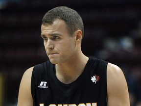 Former Lancer Greg Surmacz of the London Lightning takes a break at the WFCU Centre Friday. (DAN JANISSE/The Windsor Star)