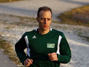 St. Clair College cross-country runner John Trojansek trains at Malden Park in Windsor. (TYLER BROWNBRIDGE/The Windsor Star)