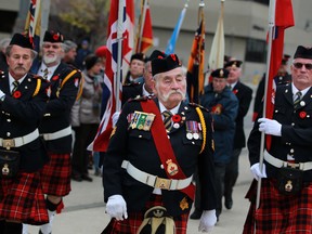 The colour guard at Windsor's Remembrance Day ceremony on Nov. 11, 2013. (Dax Melmer / The Windsor Star)