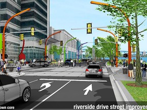 Concept drawing of Riverside Drive near Windsor's downtown. (Courtesy of Architecturra Inc.)
