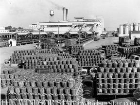 Busiest season of the year at the plant of the H.J. Heinz Company of Canada Limited is the tomato season when the plant lives up to its reputation of being the largest tomato processing plant in the world. Baskets of tomatoes sit at the facility in this Sept. 15, 1964 file photo. (FILES/The Windsor Star)