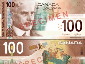 The design of the $100 bill from the Bank of Canada's Canadian Journey series. (Handout / The Windsor Star)