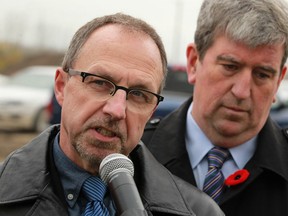 Steve Cripps, the transportation ministry's chief engineer, speaks at Glen Murray's press conference, Nov. 1, 2013. (Dax Melmer / The Windsor Star)