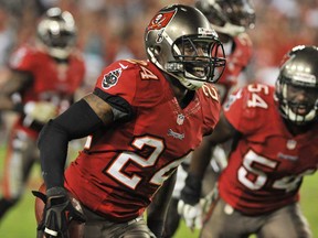 Tampa Bay cornerback Darrelle Revis Tampa Bay Buccaneers an interception against the Miami November 11, 2013. The Detroit Lions host the Bucs Sunday. (Al Messerschmidt/Getty Images)