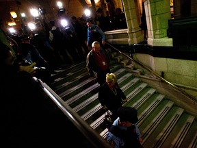 Pamela Wallin leaves the Senate on Parliament Hill in Ottawa, Tuesday, Nov. 5, 2013. Senators have voted to suspend colleague Wallin, a former member of the Conservative caucus, for allegedly claiming improper expenses. (THE CANADIAN PRESS/Sean Kilpatrick)