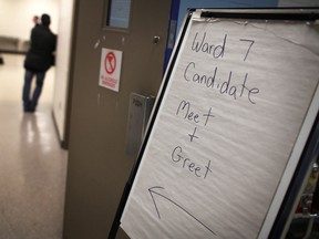 An image from the Ward 7 by-election candidates meeting at Forest Glade Arena on Nov. 2, 2013. (Dax Melmer / The Windsor Star)