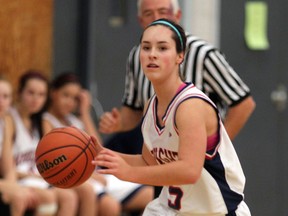 Holy Names guard Carly Steer dribbles the ball against Massey. (NICK BRANCACCIO/The Windsor Star)