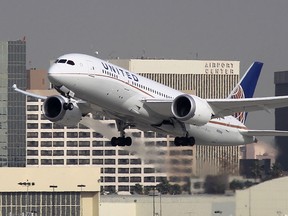 Files: A Boeing 787 Dreamliner operated by United Airlines takes off at Los Angeles International Airport on January 9, 2013 in Los Angeles, California.  (David McNew/Getty Images)
