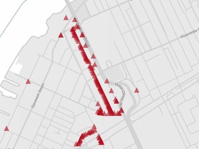 A graphic showing some of Matty Moroun's property holdings in Windsor.