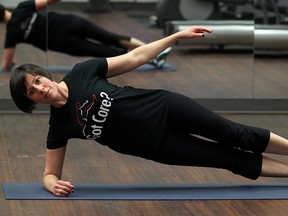 Charlotte Loaring demonstrates an advanced plank. (NICK BRANCACCIO / The Windsor Star)