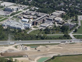 An aerial view of the Herb Gray Parkway and St. Clair College is pictured in this 2012 file photo. (DAN JANISSE/The Windsor Star)