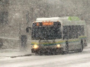 A Transit Windsor bus does its rounds during snowy weather in this January 2013 file photo. (Jason Kryk / The Windsor Star)