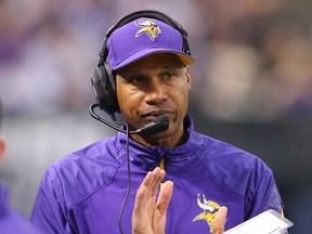 Head coach Leslie Frazier and the Minnesota Vikings host the Detroit Lions Sunday in their season finale. (Adam Bettcher/Getty Images)