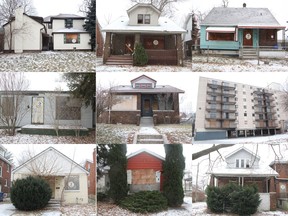 A montage of properties purchased by Matty Moroun in Windsor.