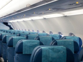 The interior of an Airbus A321 airplane. (Associated Press files)