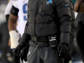 Lions head coach Jim Schwartz watches from the sideline in a game against the Eagles on December 8, 2013 in Philadelphia. (Elsa/Getty Images)