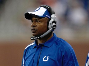 Indianapolis Colts coach Jim Caldwell watches the action against the Detroit Lions at Ford Field in 2009. (Photo by Scott Boehm/Getty Images)