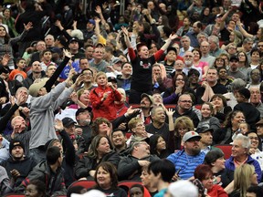 Fans cheer during Wednesday's basketball game between the Windsor Express and the London Lightning at Caesars Windsor on Jan. 15, 2014.  (TYLER BROWNBRIDGE/The Windsor Star)