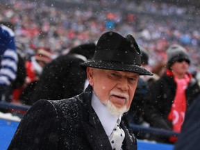 NHL broadcaster Don Cherry comes out to greet the fans before the start of the 2014 Bridgestone NHL Winter Classic between the Detroit Red Wings and the Toronto Maple Leafs at Michigan Stadium in Ann Arbor, Wednesday, January 1, 2014.  Toronto defeated Detroit 3-2 in a shootout.   (DAX MELMER/The Windsor Star)
