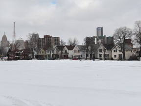 The vacant land at the site of the former Grace hospital remains  undeveloped at Crawford and University avenues in Windsor, Ont. on Jan. 21, 2014. (JASON KRYK/The Windsor Star)