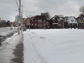 The vacant land at the site of the former Grace hospital remains  undeveloped at Crawford and University avenues in Windsor, Ont. on Jan. 21, 2014. (JASON KRYK/The Windsor Star)