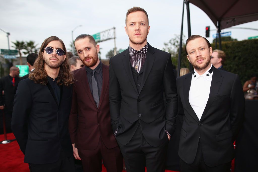 Musicians Wayne Sermon, Daniel Platzman, Dan Reynolds and Ben McKee attend the 56th GRAMMY Awards at Staples Center on January 26, 2014 in Los Angeles, California.  (Photo by Christopher Polk/Getty Images for NARAS