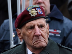 WWII veteran Ralph Mayville, 92, listens at a rally against the closure of the VA office in Windsor on Jan. 31, 2014. (Nick Brancaccio / The Windsor Star)