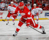 Detroit’s Henrik Zetterberg takes a slap shot against the Capitals at Joe Louis Arena Friday. (Photo by Gregory Shamus/Getty Images)