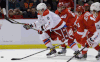 Washington’s Alex Ovechkin, left, breaks away from Detroit’s Danny DeKeyser, left, and Daniel Alfredsson Friday. (AP Photo/Carlos Osorio)