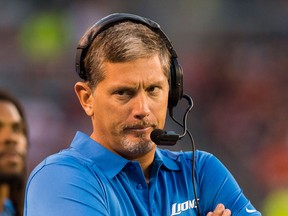 Head coach Jim Schwartz of the Detroit Lions reacts during the first half of a pre-season game at FirstEnergy Stadium in Cleveland. (Photo by Jason Miller/Getty Images)