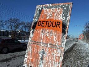 Lane closure and detours on Ojibway Parkway due to construction at Herb Gray Parkway January 29, 2014. (NICK BRANCACCIO/The Windsor Star)