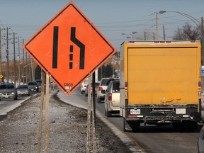 Lane restrictions and detour on Ojibway Parkway near E. C. Row Expressway due to Herb Gray Parkway construction, January 29, 2014 - (NICK BRANCACCIO/The Windsor Star)