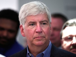 Michigan Gov. Rick Snyder at the press preview of the 2014 North American International Auto Show January 14, 2014.  (Bill Pugliano/Getty Images)