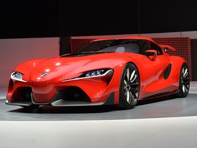 The Toyota FT-1 concept car during a press preview at the North American International Auto Show January 13, 2014 in Detroit, Michigan. (AFP PHOTO/Stan HONDA)