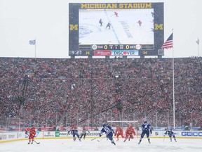 The Detroit Red Wings and the Toronto Maple Leafs squared off in the Winter Classic on Jan. 1, 2014. Dr. James Winter of LaSalle was surprised to find his account of the experience would draw outrage and insults from fellow hockey fans. "Obviously, in hindsight, there is no room for different experiences of this glorious event," Winter says.  (Jamie Sabau/Getty Images files)