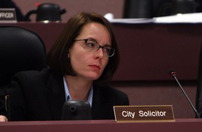 Windsor city solicitor Shelby Askin Hager listens in during the regular city council meeting at city hall in Windsor in this 2014 file photo. (TYLER BROWNBRIDGE/The Windsor Star)