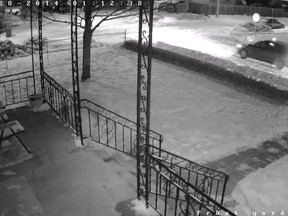 Surveillance video shows a vehicle in the area of Niagara Street and Elsemere Avenue. Police are investigating after shots were fired in the area on Jan. 28, 2014. (HANDOUT/The Windsor Star)