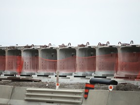 Girders meant for use in the Herb Gray Parkway are shown in this November 2013 file photo. (Dax Melmer / The Windsor Star)