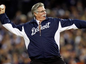 Former Tigers pitcher Jack Morris throws out the ceremonial first pitch against the New York Yankees during the 2012 ALCS at Comerica Park in Detroit.  (Gregory Shamus/Getty Images)