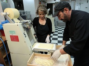 Pina and Carmen Simone make pasta at the Pasta House on Erie Street in Windsor.  (TYLER BROWNBRIDGE/The Windsor Star)