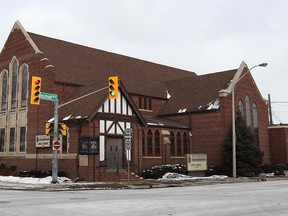 The exterior of Westminster United Church at 1680 Dougall Ave. on Jan. 21, 2014. The 1923 property is up for sale at a price of $475,000. (Dan Janisse / The Windsor Star)