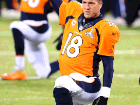 Denver quarterback Peyton Manning warms up prior to Super Bowl XLVIII against the Seattle Seahawks at MetLife Stadium. (Photo by Christian Petersen/Getty Images)