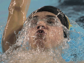 Riverside's Michael Parent competes during the 2014 WECSSAA high school swimming championships at the Windsor International Aquatic and Training Centre Monday. (JASON KRYK/The Windsor Star)