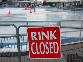 Ice rink at Charles Clark Square is closed temporarily due to soft ice February 19, 2014. (NICK BRANCACCIO/The Windsor Star)