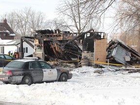 The Ontario Fire Marshal's office has been called in on Monday, Feb. 17, 2014, to assist Lakeshore Fire Department and the Ontario Provincial Police in the investigation in the cause of a weekend house explosion at 189 Puce Rd. in Lakeshore, Ontario. (JASON KRYK/The Windsor Star)