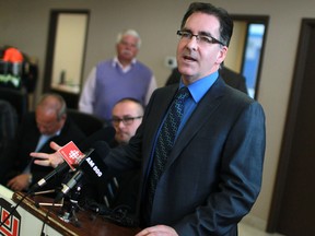 Windsor-West MP Brian Masse speaks at a press conference where Charlie Hotham, president of Hotham Building Materials Inc. announced he is launching legal action against Freyssinett. Friday, Feb. 14, 2014. (DAX MELMER/The Windsor Star)