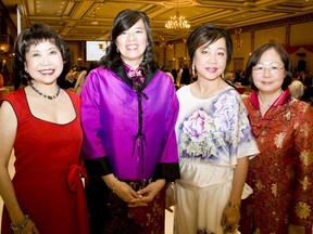 (From left to right) Catherine Fung, Betty Lee-Daigle, Mena Ng and Maggie Yip attend the Essex County Chinese Canadian Association’s annual Chinese New Year gala at the Ciociaro Club Saturday, Feb. 22, 2014. (JOEL BOYCE/The Windsor Star)