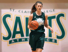 St. Clair's Jessica Gordon dribbles the ball during practice Monday. (DAN JANISSE/The Windsor Star)