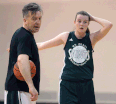 St. Clair coach Andy Kiss, left, and Shannon Kennedy take a break at practice. (DAN JANISSE/The Windsor Star)